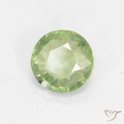 Safira Verde limão Natural 0.89ct, Redondo, VS