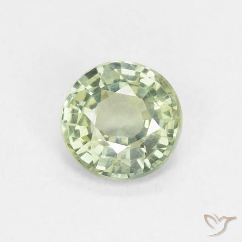 0.86ct Natural Luz verde Safira, Redondo, VS
