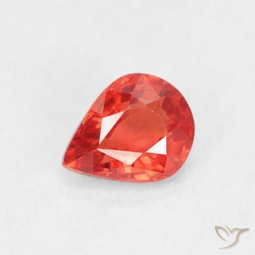 0.47ct Natural Vermelho Laranja Intenso Safira, Formato de pêra, VVS-VS