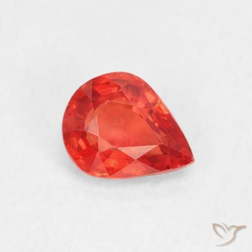 Safira Vermelho Laranja Intenso Natural 0.47ct, Formato de pêra, VVS-VS