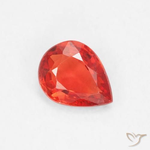 Safira Carmesim Brilhante Vermelho-Laranja Natural 0.41ct, Formato de pêra, VVS-VS