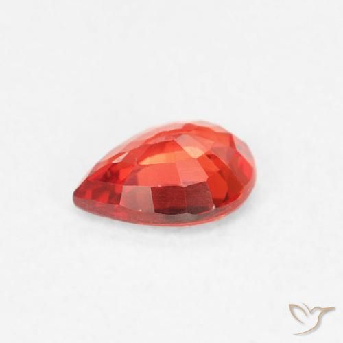 Safira Carmesim Brilhante Vermelho-Laranja Natural 0.41ct, Formato de pêra, VVS-VS