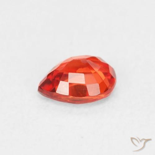 Safira Carmesim Brilhante Vermelho-Laranja Natural 0.42ct, Formato de pêra, VVS-VS
