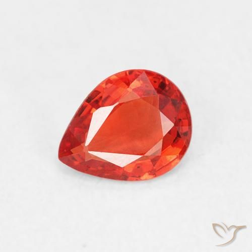 0.37ct Natural Vermelho Laranja Intenso Safira, Formato de pêra, VVS-VS