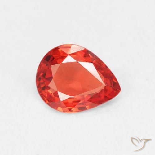 Safira Vermelho Laranja Intenso Natural 0.37ct, Formato de pêra, VVS-VS