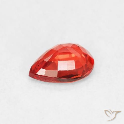 Safira Vermelho Laranja Intenso Natural 0.37ct, Formato de pêra, VVS-VS
