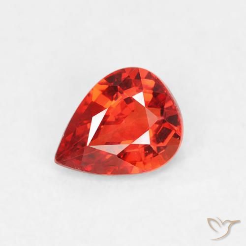 0.40ct Natural vermelho médio Safira, Formato de pêra, VVS-VS