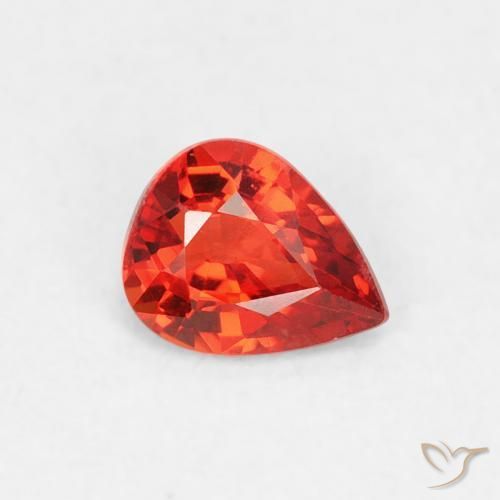 Safira vermelho médio Natural 0.40ct, Formato de pêra, VVS-VS