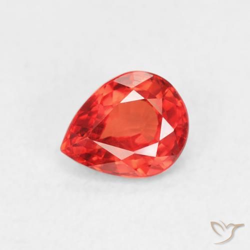 0.43ct Natural Carmesim Brilhante Vermelho-Laranja Safira, Formato de pêra, VVS-VS