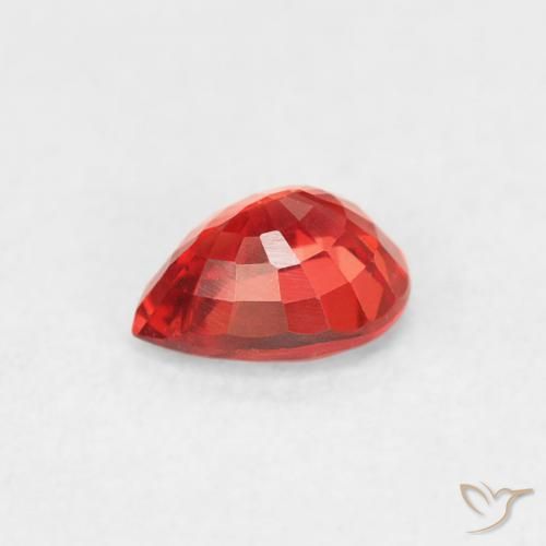 Safira Carmesim Brilhante Vermelho-Laranja Natural 0.43ct, Formato de pêra, VVS-VS