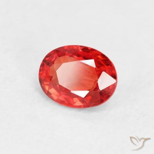 Safira Vermelho Laranja Intenso Natural 0.42ct, oval, VVS-VS