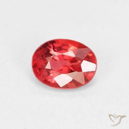 Safira vermelho médio Natural 0.41ct, oval, VVS