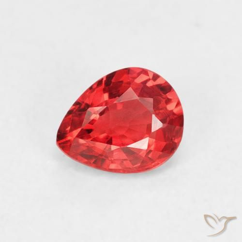 0.48ct Natural Vermelho brilhante Safira, Formato de pêra, VVS
