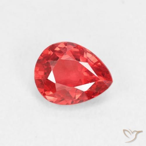 Safira Vermelho brilhante Natural 0.48ct, Formato de pêra, VVS