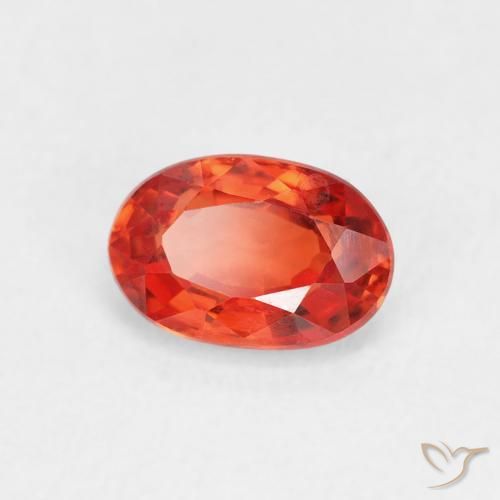 Safira laranja avermelhado Natural 0.76ct, oval, VVS-VS