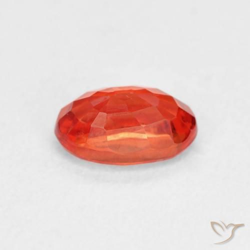 Safira laranja avermelhado Natural 0.76ct, oval, VVS-VS