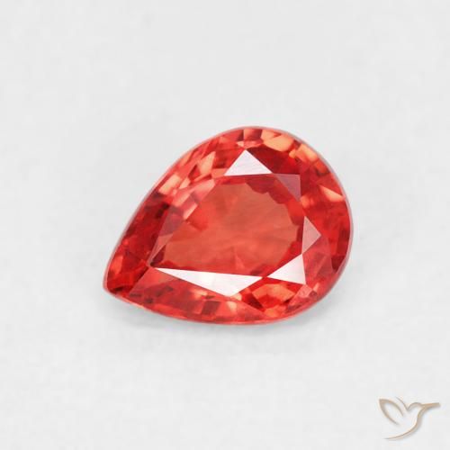 0.39ct Natural Vermelho Laranja Intenso Safira, Formato de pêra, VVS-VS