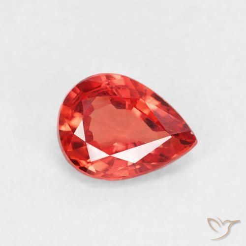 Safira Vermelho Laranja Intenso Natural 0.39ct, Formato de pêra, VVS-VS