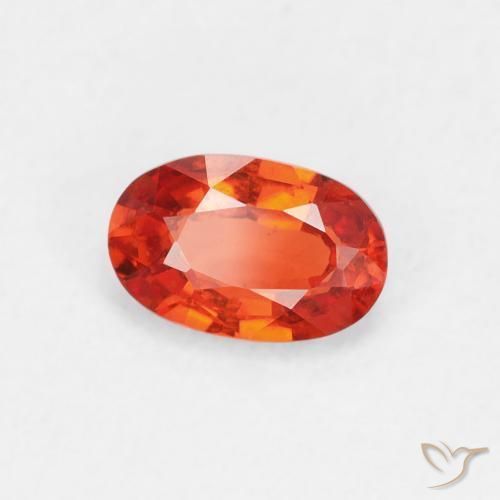 Safira laranja avermelhado Natural 0.56ct, oval, VVS-VS