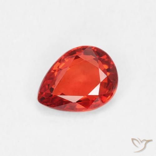 0.38ct Natural Vermelho Laranja Intenso Safira, Formato de pêra, VVS-VS