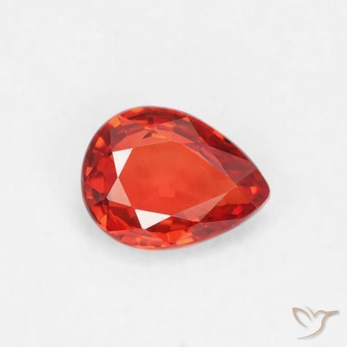 Safira Vermelho Laranja Intenso Natural 0.38ct, Formato de pêra, VVS-VS