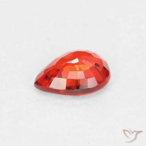 Safira Vermelho Laranja Intenso Natural 0.38ct, Formato de pêra, VVS-VS