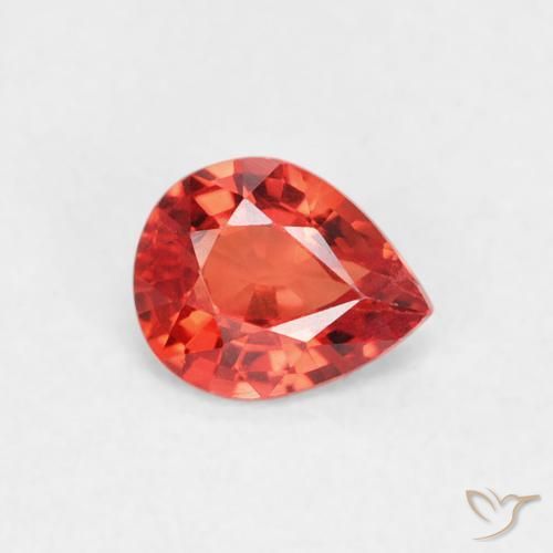 Safira vermelho médio Natural 0.43ct, Formato de pêra, VVS-VS