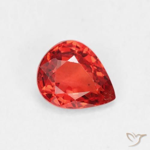Safira Vermelho brilhante Natural 0.44ct, Formato de pêra, VVS-VS