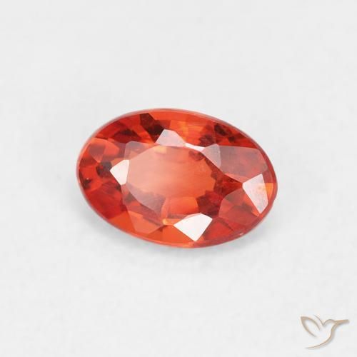 Safira laranja avermelhado Natural 0.53ct, oval, VVS-VS