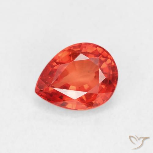 0.55ct Natural vermelho médio Safira, Formato de pêra, VVS-VS