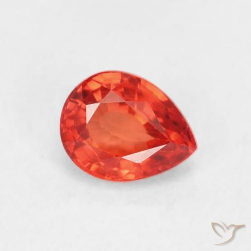 Safira vermelho médio Natural 0.55ct, Formato de pêra, VVS-VS
