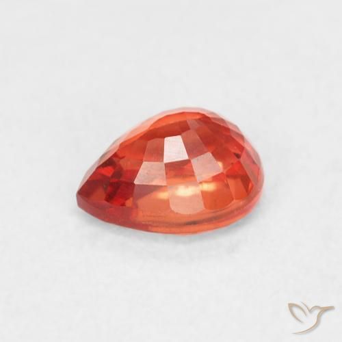 Safira vermelho médio Natural 0.55ct, Formato de pêra, VVS-VS