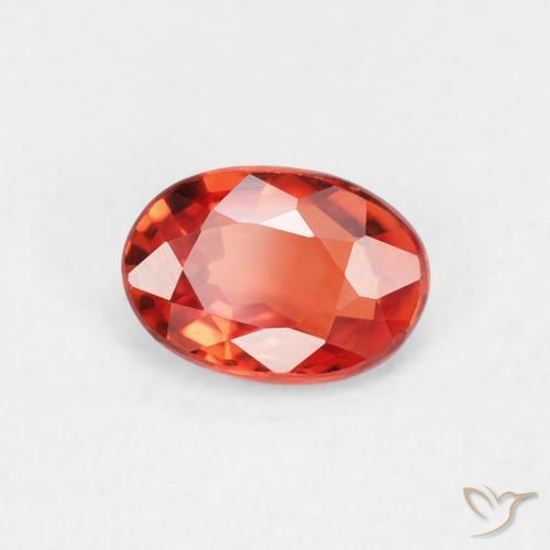 Safira laranja avermelhado Natural 0.61ct, oval, VVS-VS