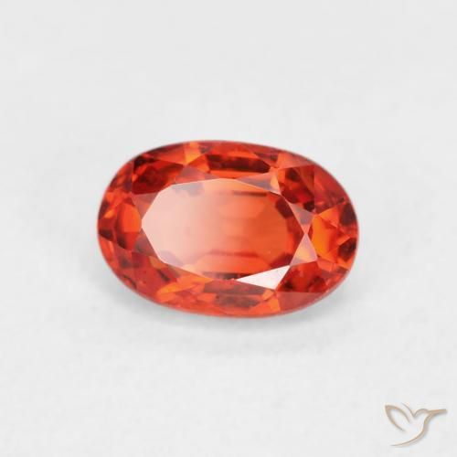Safira laranja avermelhado Natural 0.76ct, oval, VVS-VS