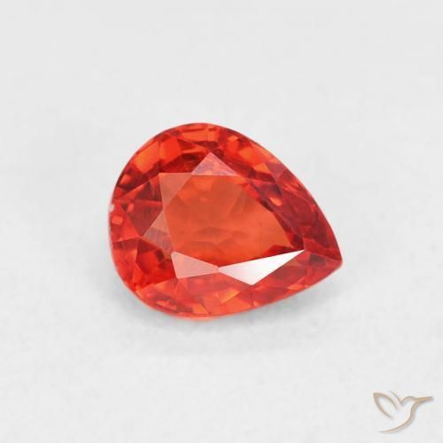 Safira Vermelho Laranja Intenso Natural 0.54ct, Formato de pêra, VVS-VS