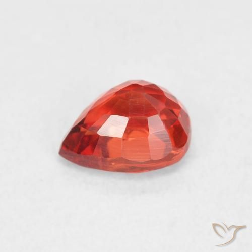 Safira Vermelho Laranja Intenso Natural 0.54ct, Formato de pêra, VVS-VS