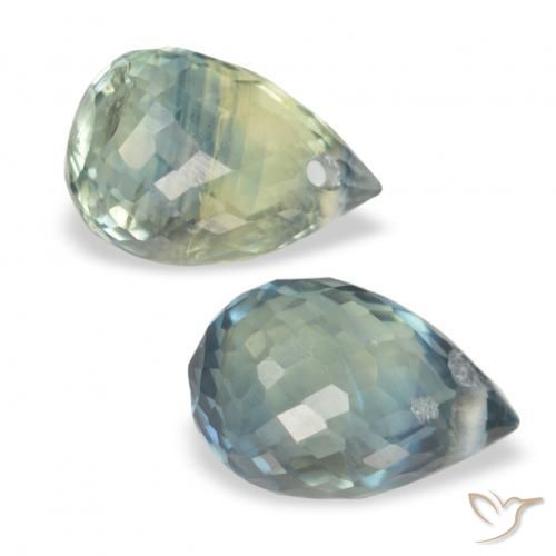 Pedras preciosas de Safira Verde acinzentado natural de 1.74 ct, Briolette, VS