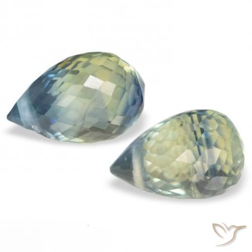 Pedras preciosas de Safira Verde acinzentado natural de 1.74 ct, Briolette, VS