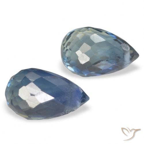 Pedras preciosas de Safira Azul verde natural de 1.46 ct, Briolette, VS