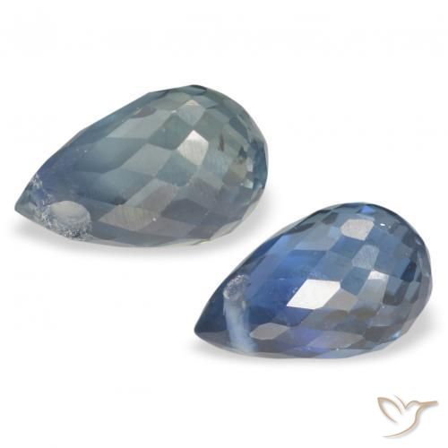 Pedras preciosas de Safira Azul verde natural de 1.46 ct, Briolette, VS