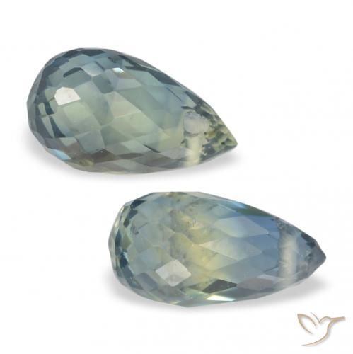 Pedras preciosas de Safira Verde Floresta Pálido natural de 1.39 ct, Briolette, VS