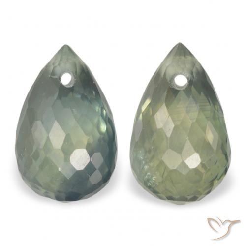 1.58ctw Natural Médio Azul Verde Safira, Briolette, VS