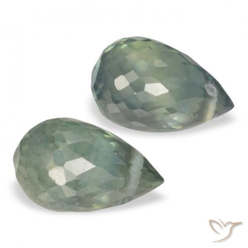 Pedras preciosas de Safira Médio Azul Verde natural de 1.58 ct, Briolette, VS