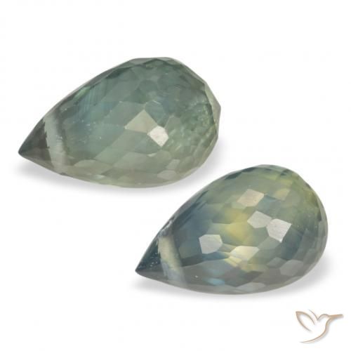 Pedras preciosas de Safira Médio Azul Verde natural de 1.58 ct, Briolette, VS