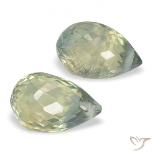 Pedras preciosas de Safira Terra Pálida Verde natural de 1.49 ct, Briolette, VS