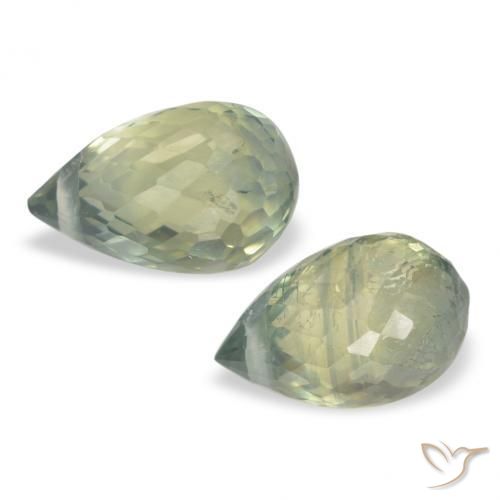 Pedras preciosas de Safira Terra Pálida Verde natural de 1.49 ct, Briolette, VS