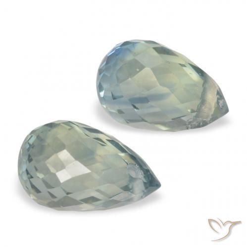 Pedras preciosas de Safira cinza esverdeado natural de 1.64 ct, Briolette, VS