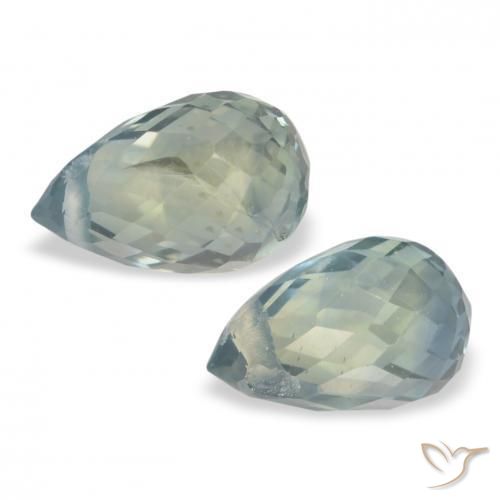 Pedras preciosas de Safira cinza esverdeado natural de 1.64 ct, Briolette, VS