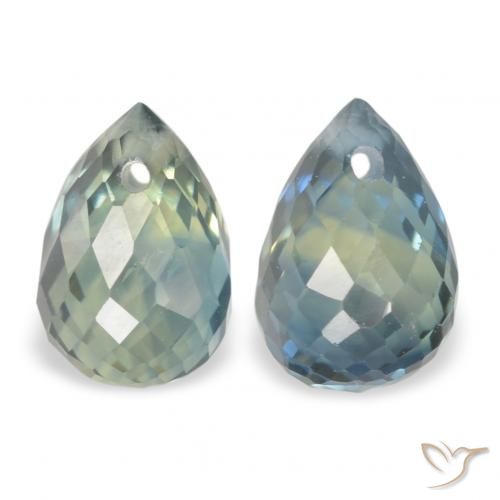 1.50ctw Natural Azul verde Safira, Briolette, VS
