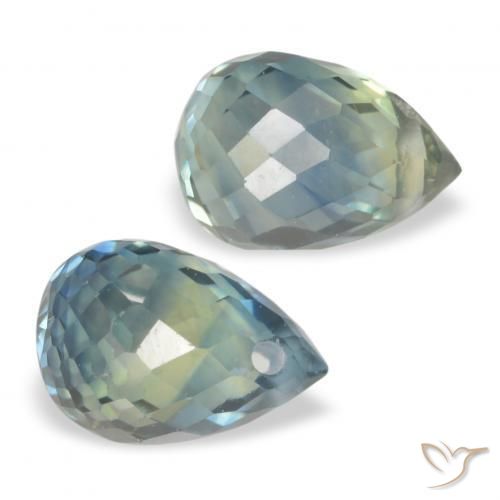Pedras preciosas de Safira Azul verde natural de 1.50 ct, Briolette, VS